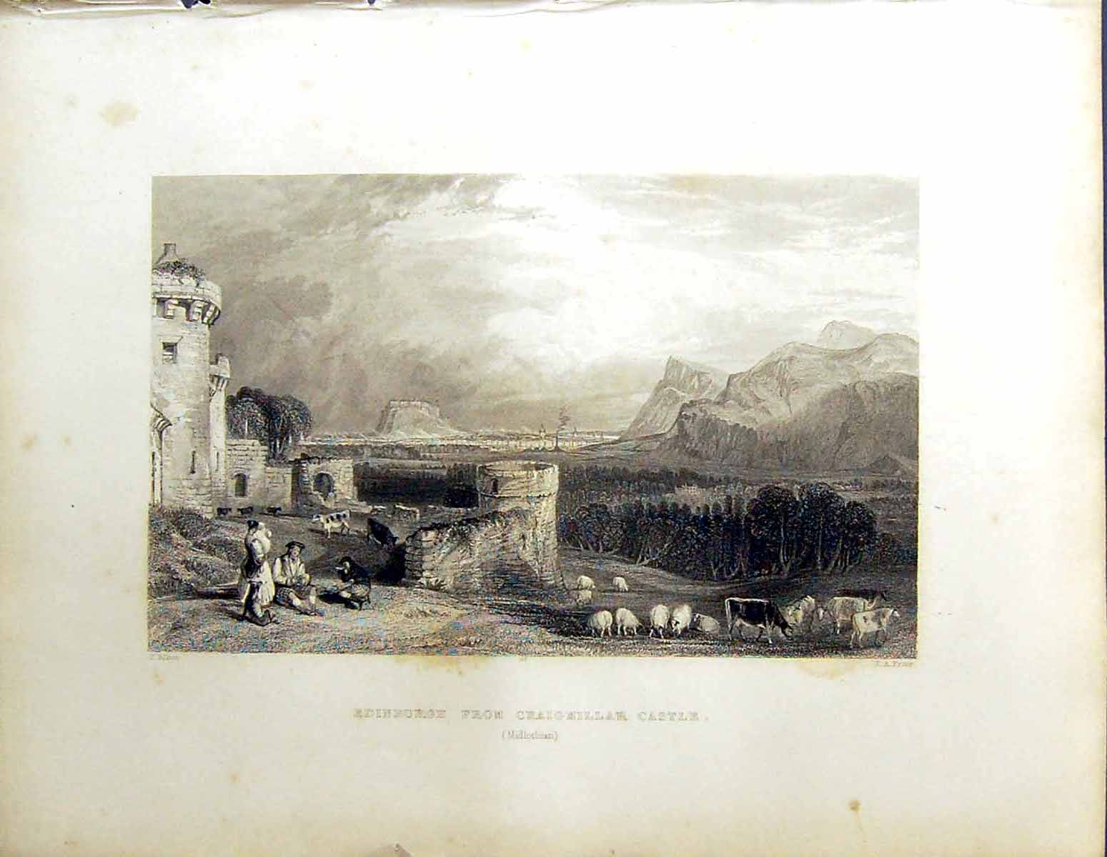 Old Beattie Engraving Scotland C1836 Edinburgh Craigmillar Castle Mid 19th