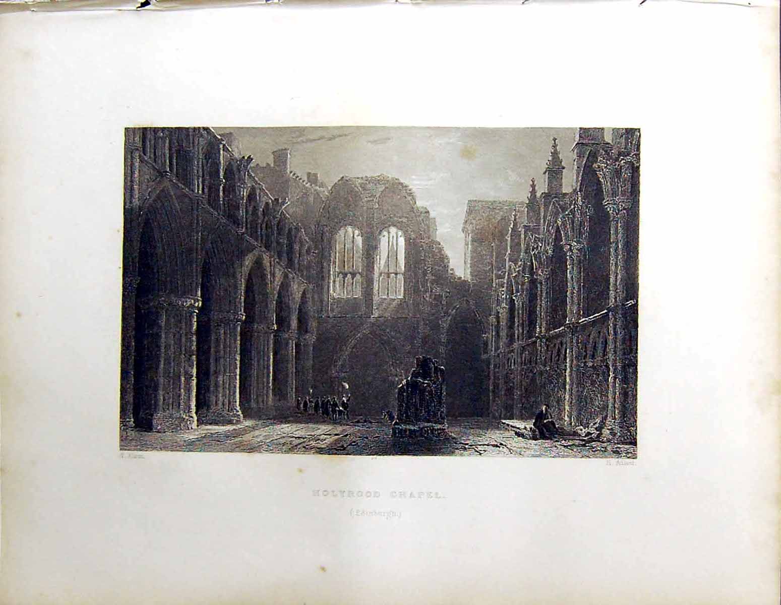 Old Holyrood Chapel Edinburgh Allom Adlard Beattie Engraving Scotland