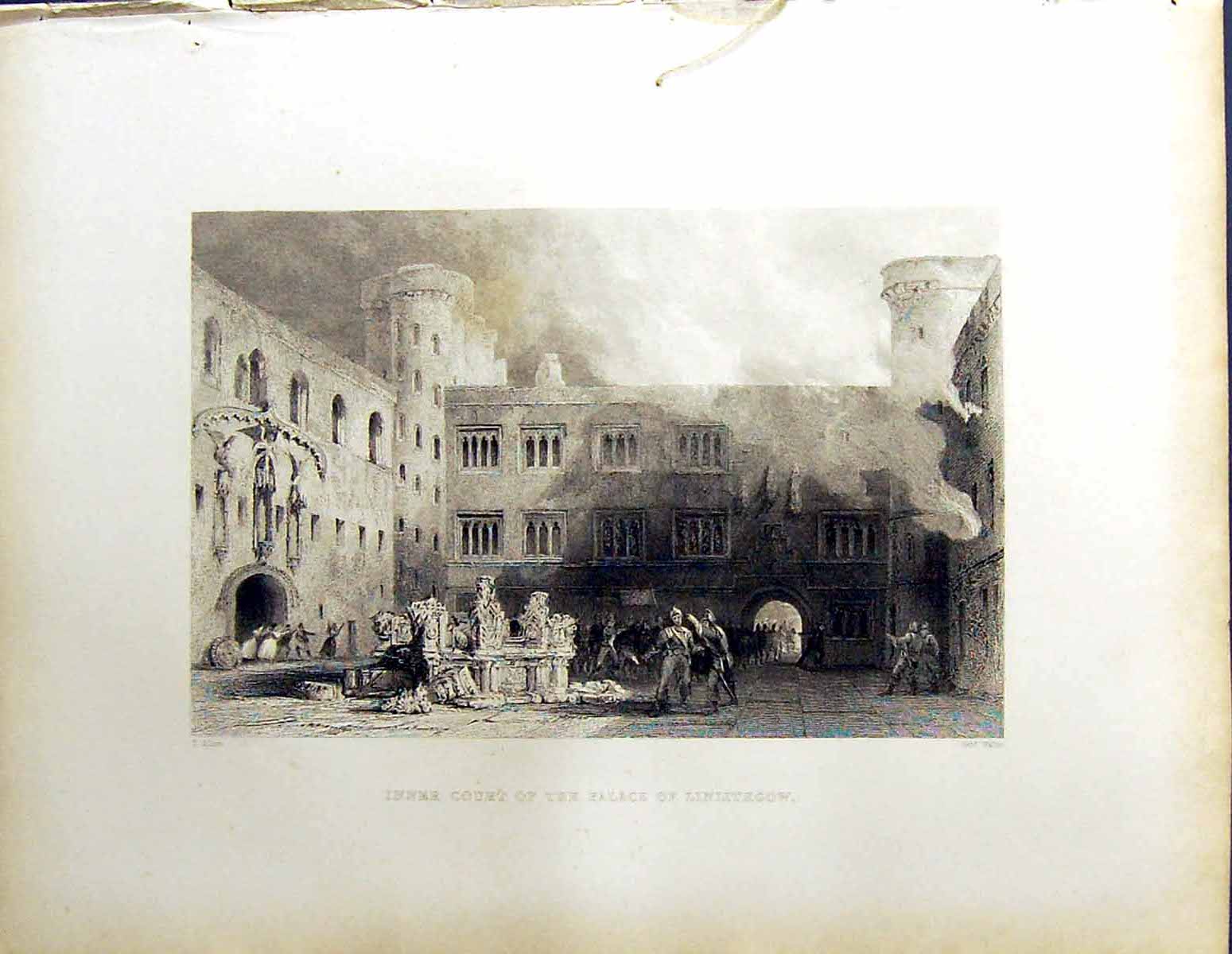 Old Inner Court Palace Linlithgow Beattie Engraving Scotland C1836 Wa 19th
