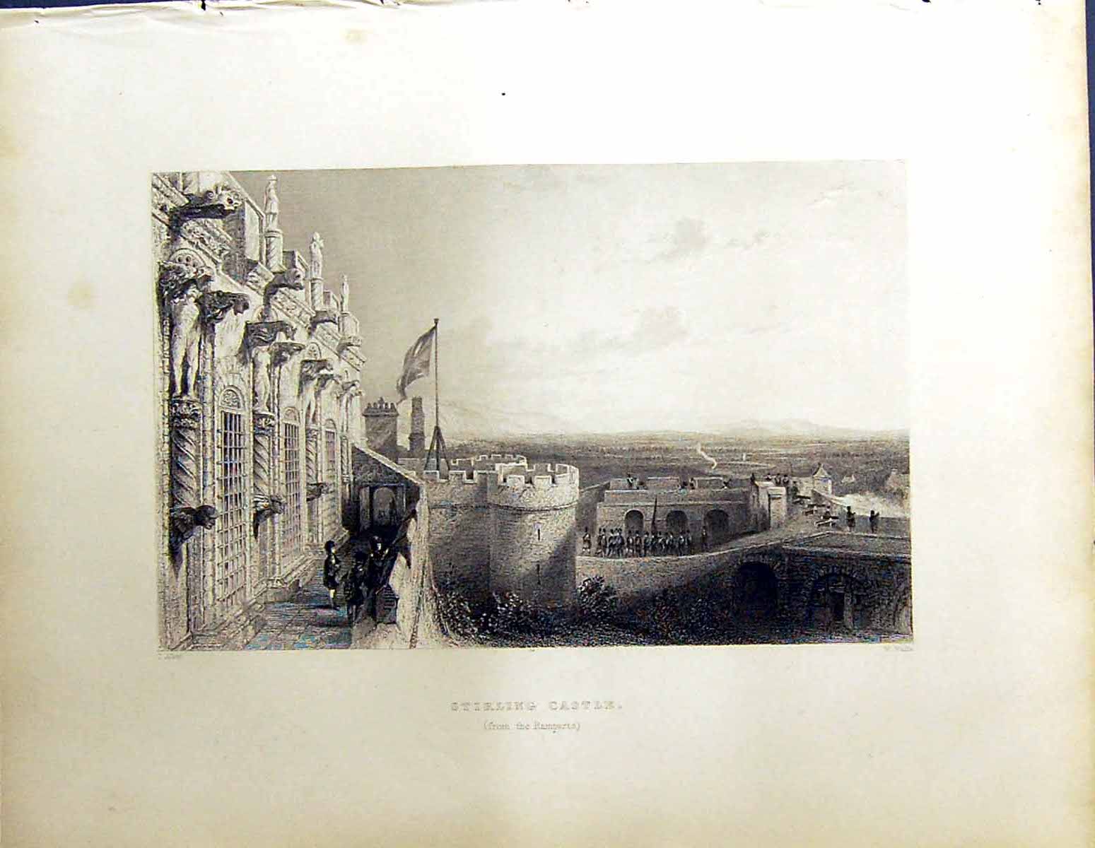 Old Stirling Castle Ramparts Wallis Allom Beattie Engraving Scotland