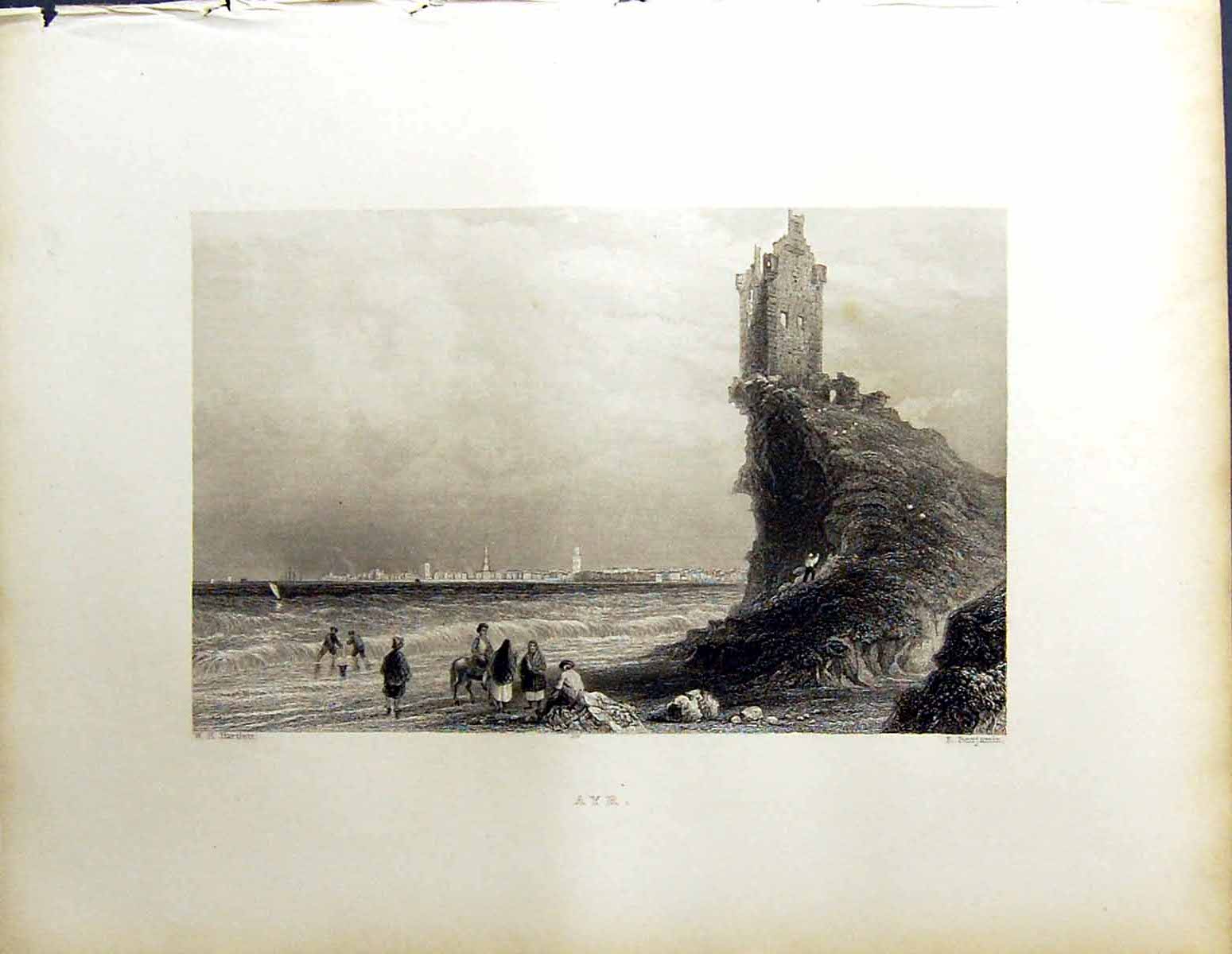 Old Antique Print Ayr Beattie Engraving Scotland C1836 Bartlett Benjamin 19th