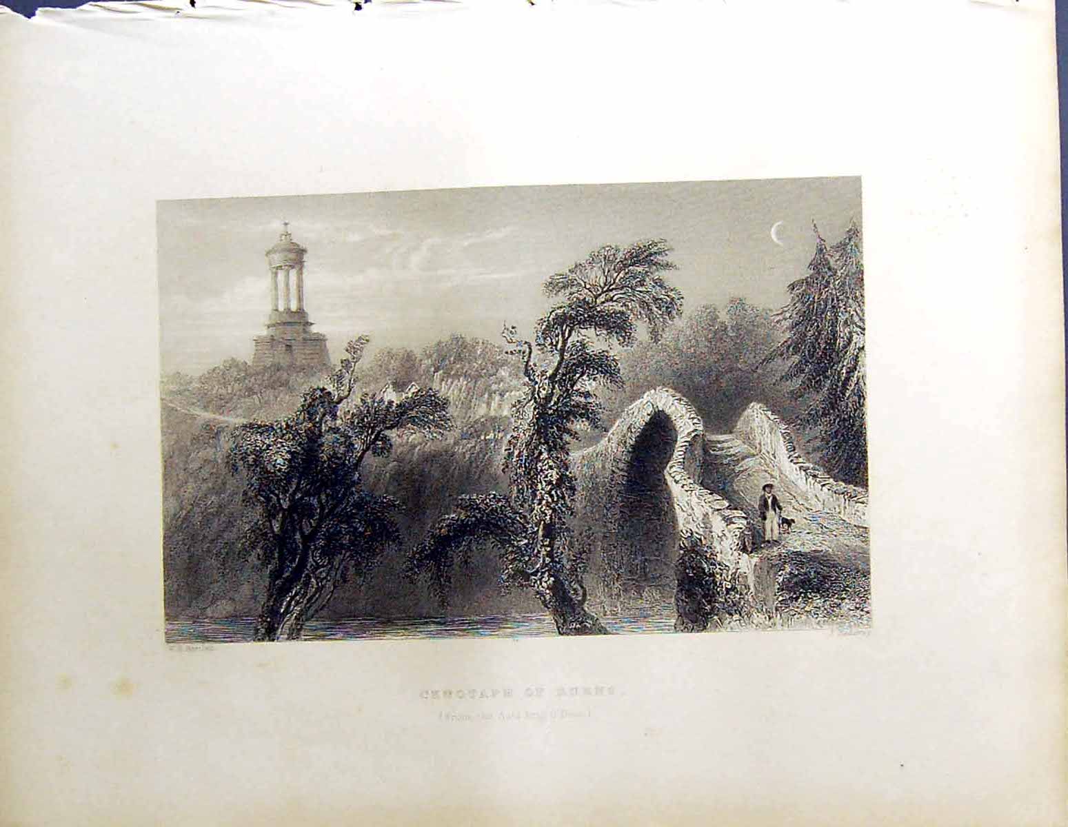 Old Cenotaph Burns Beattie Engraving Scotland C1836 Redaway Bartlett 19th