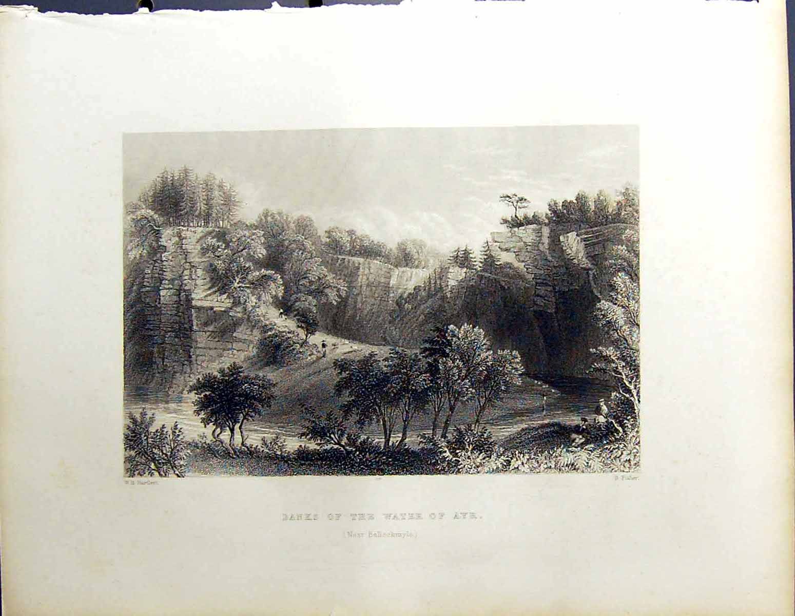 Old Beattie Engraving Scotland C1836 Banks Water Ayr River Ballochmyl 19th