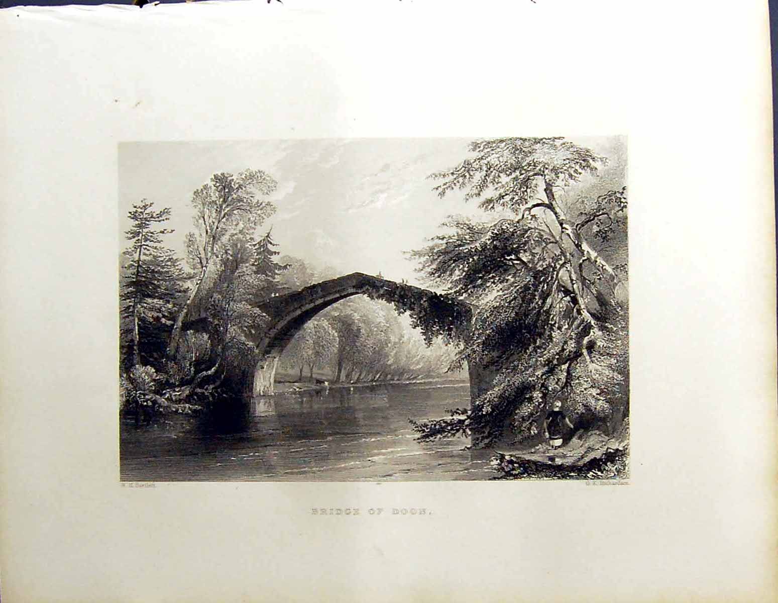 Old Bridge Doon River Beattie Engraving Scotland C1836 Bartlett Richa 19th