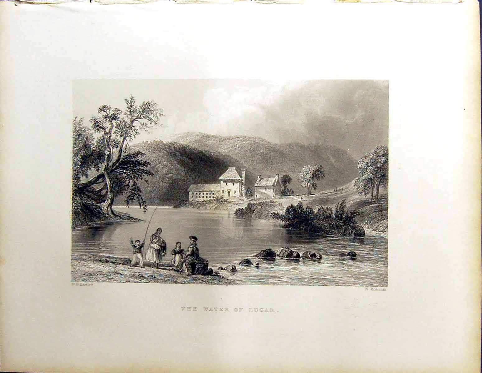Old Beattie Engraving Scotland C1836 Water Lugar Mossman Bartlett Fis 19th