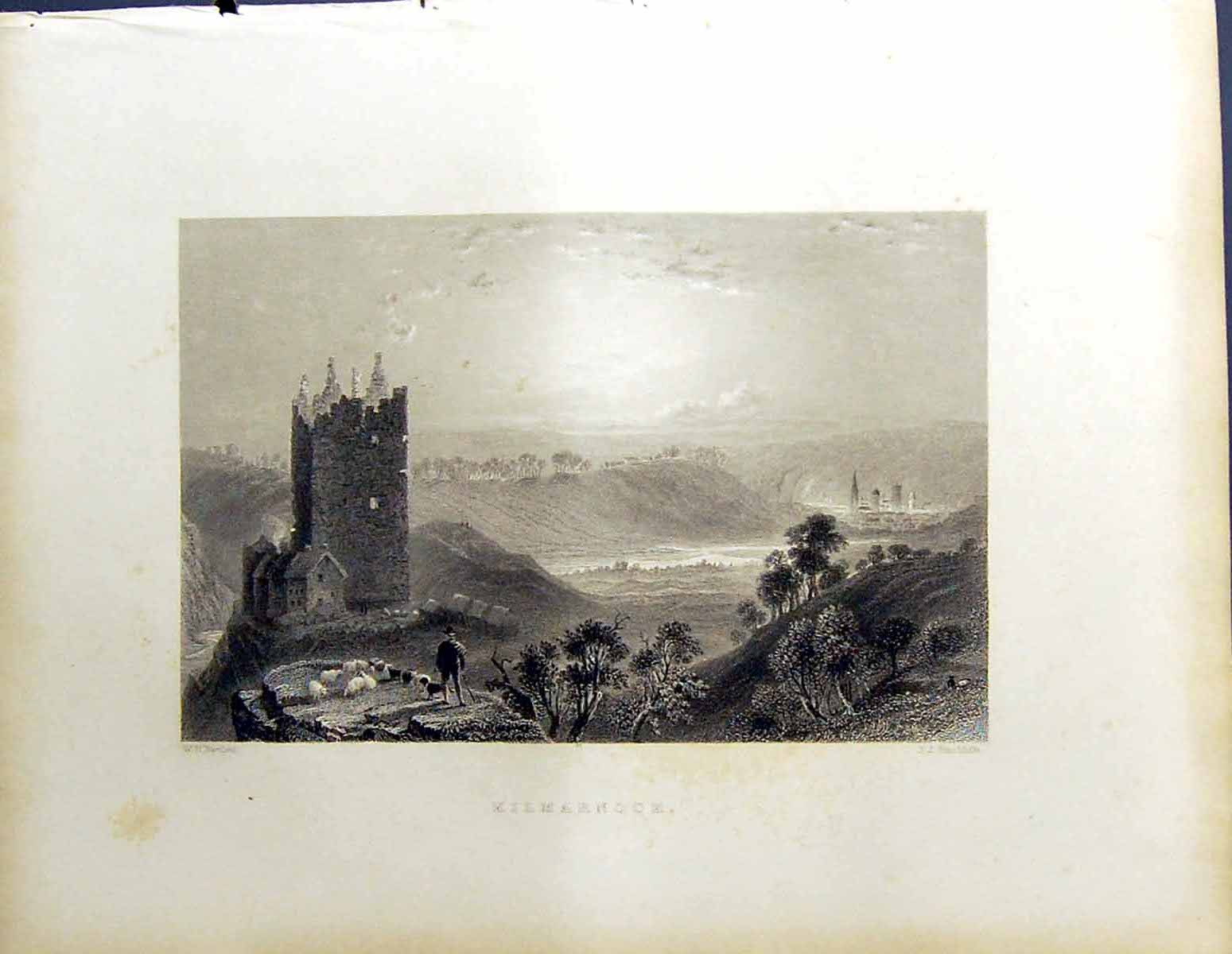 Old Print Beattie Engraving Scotland C1836 Kilmarnock Hinchliffe Bartlett 19th