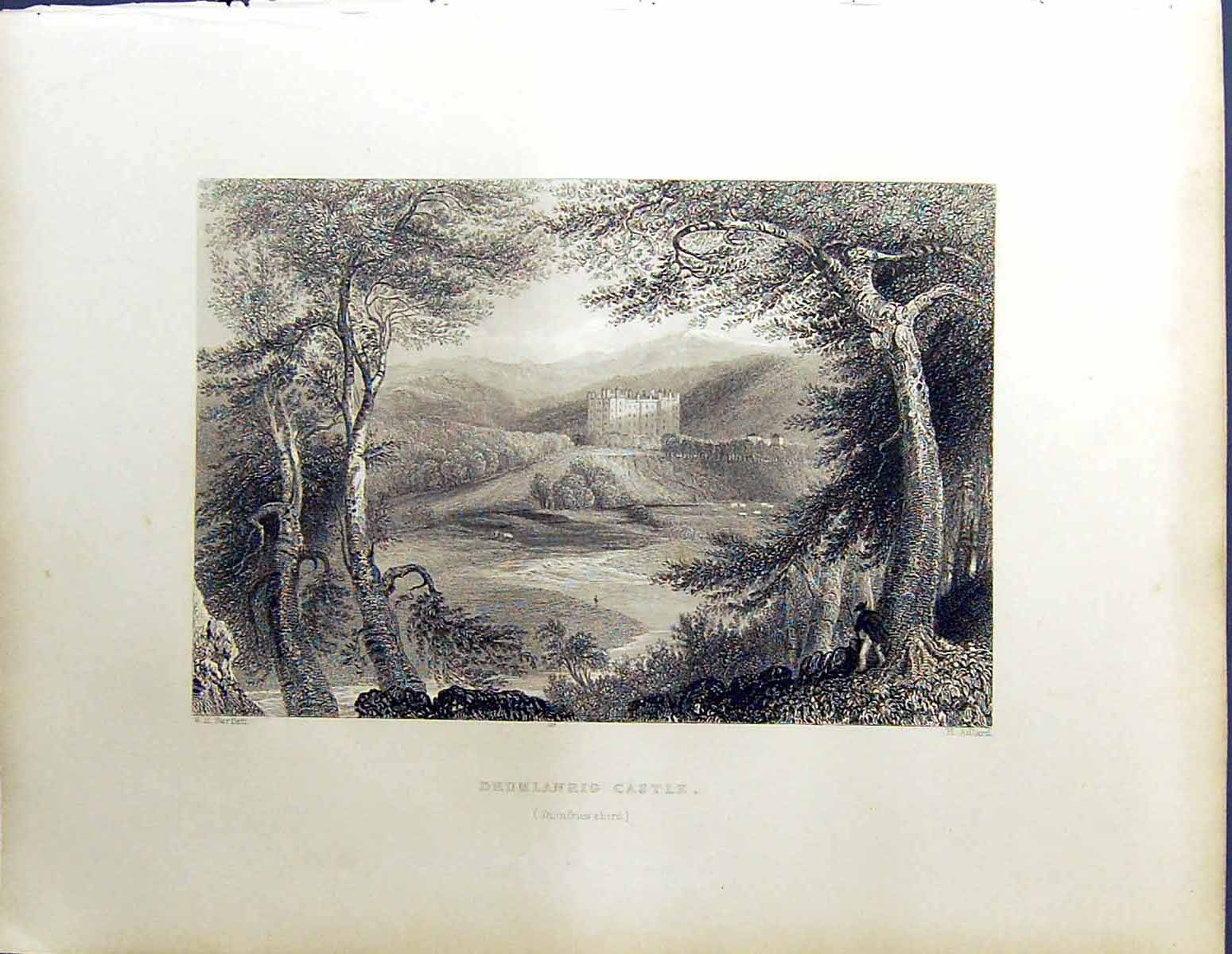Old Drumlanrig Castle Dumfrieshire Beattie Engraving Scotland C1836 A 19th