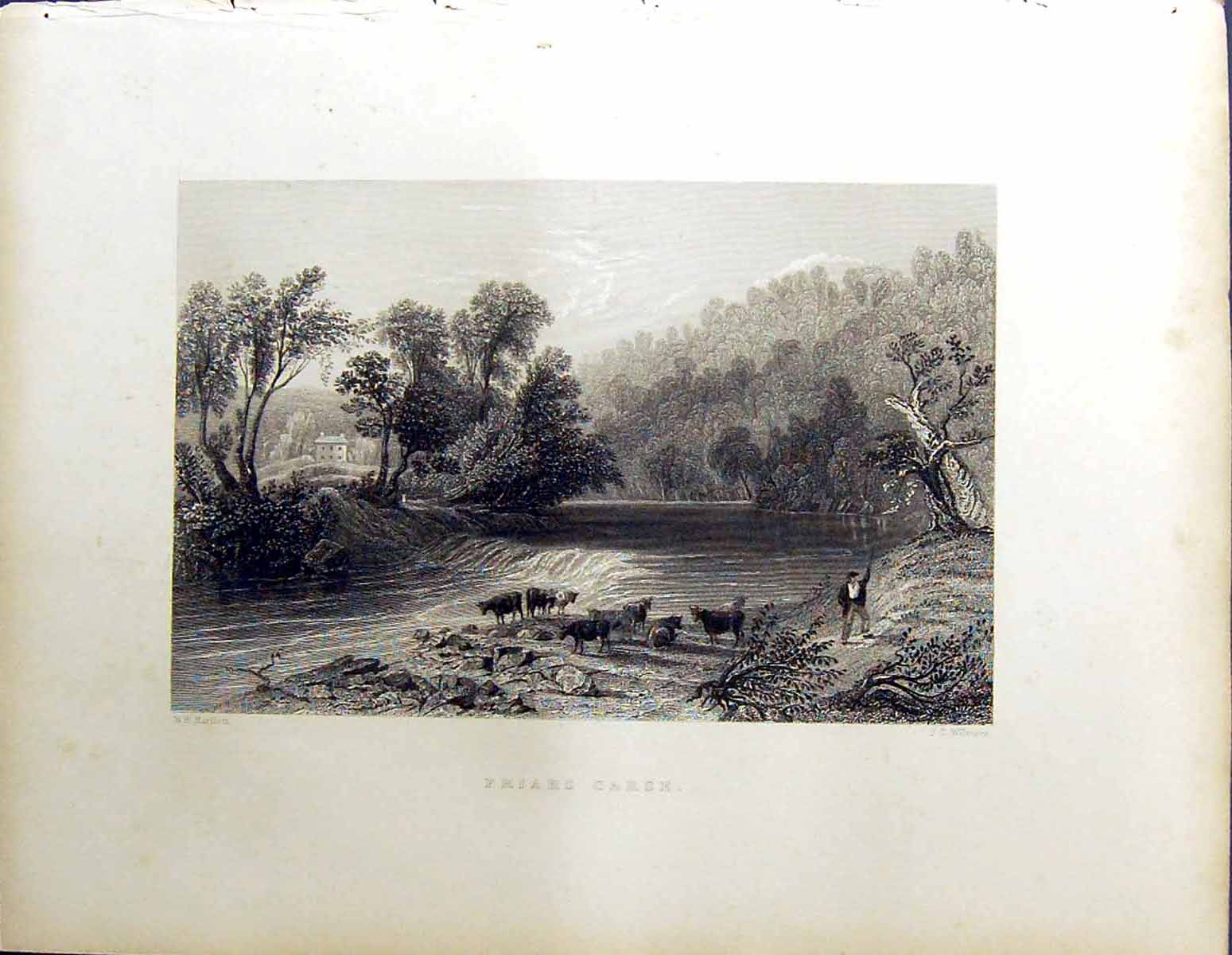 Old Beattie Engraving Scotland C1836 Friars Carse Trees River Bartlet 19th