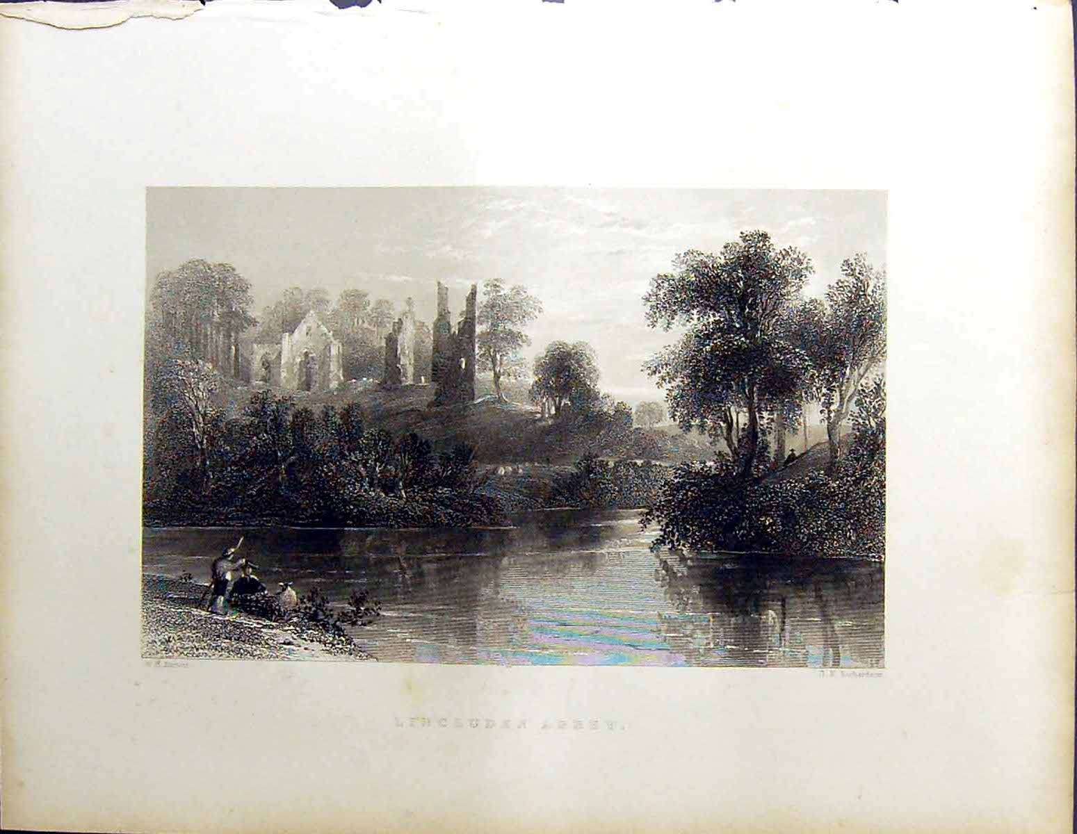 Old Beattie Engraving Scotland C1836 Lincluden Abbey River Bartlett R 19th