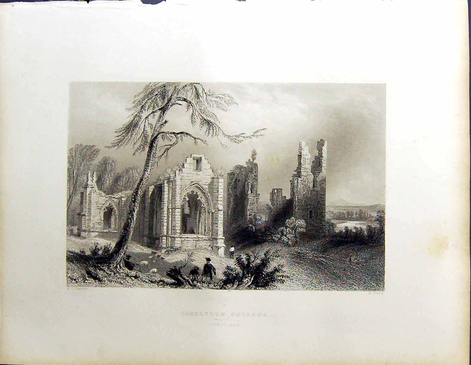 Old Beattie Engraving Scotland C1836 Lincluden College Dumfries-Shire 19th