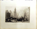 Old Beattie Engraving Scotland C1836 Market Place Dumfries Carter Bar 19th