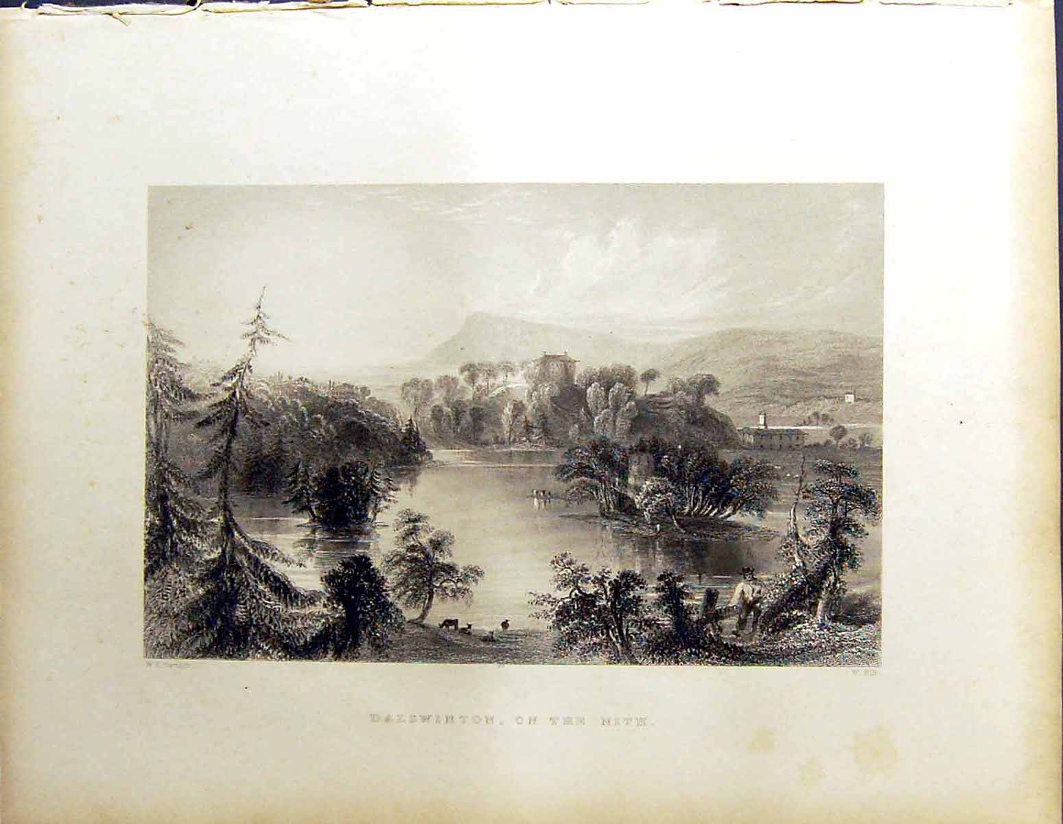 Old Beattie Engraving Scotland C1836 Dalswinton Nith River Bartlett H 19th