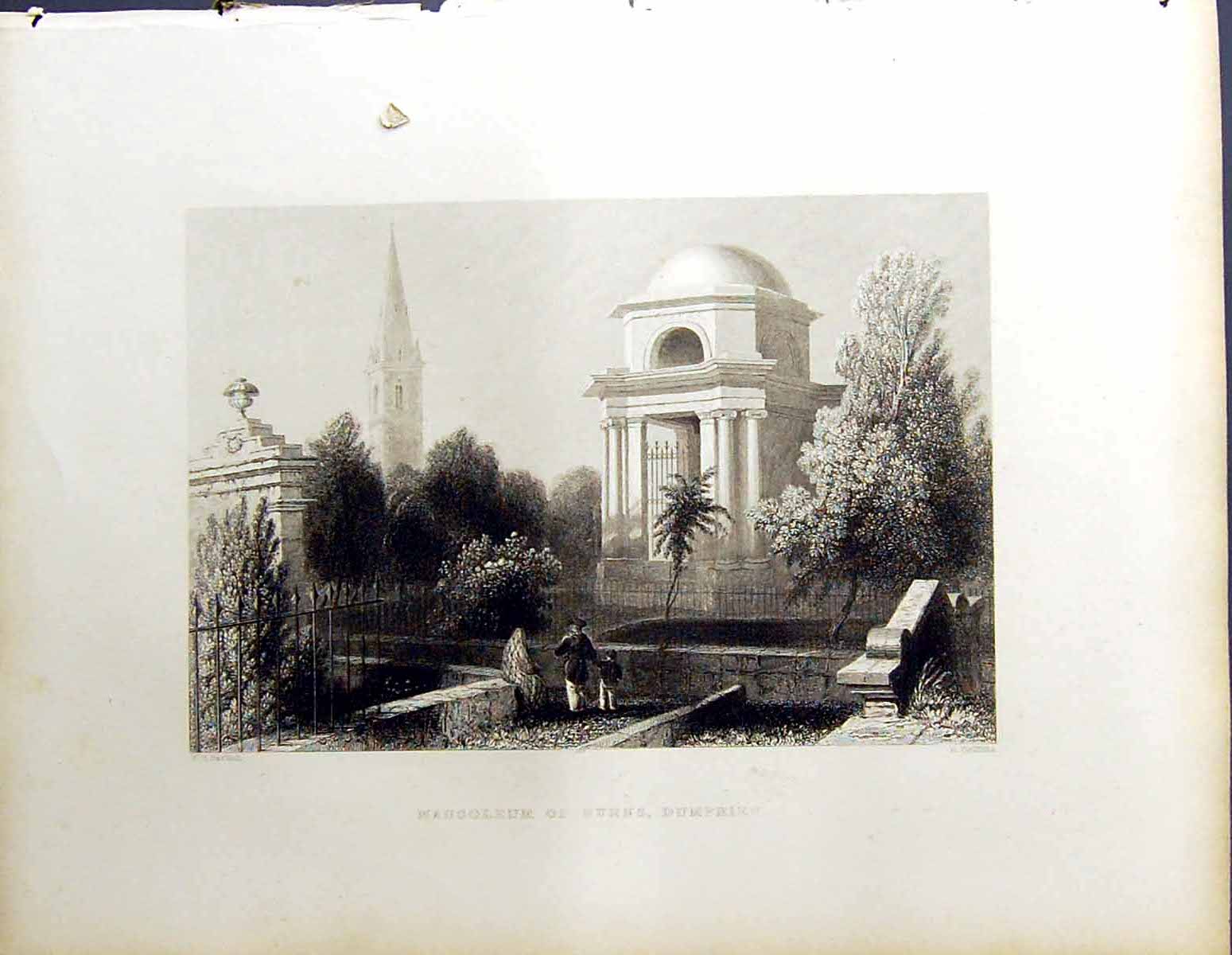 Old Mausoleum Burns Dumfries Beattie Engraving Scotland C1836 Griffit 19th