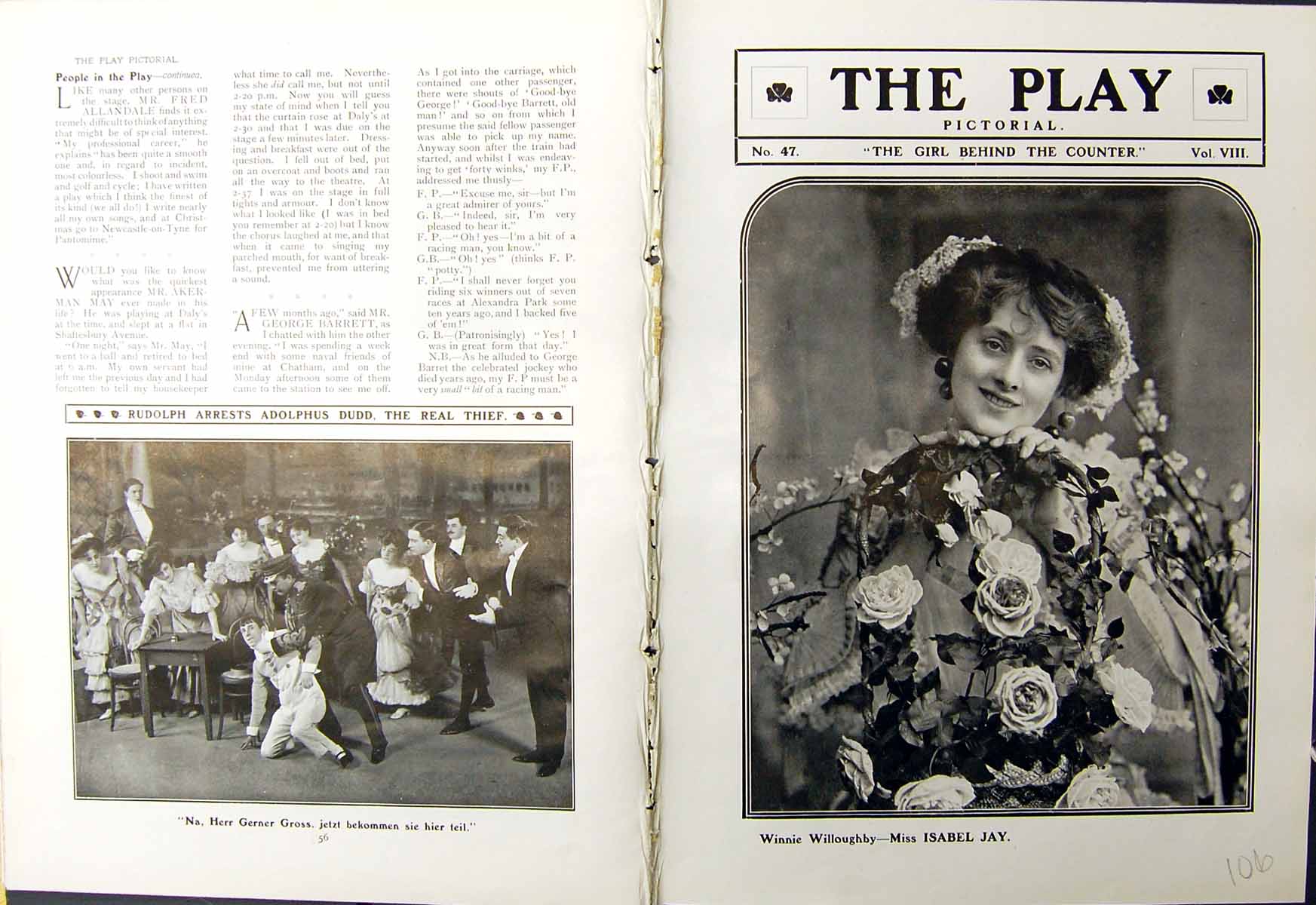 Old Play C1905 Theatre Girl Counter Willoughby Jay Duval Wilkie Barre 20th