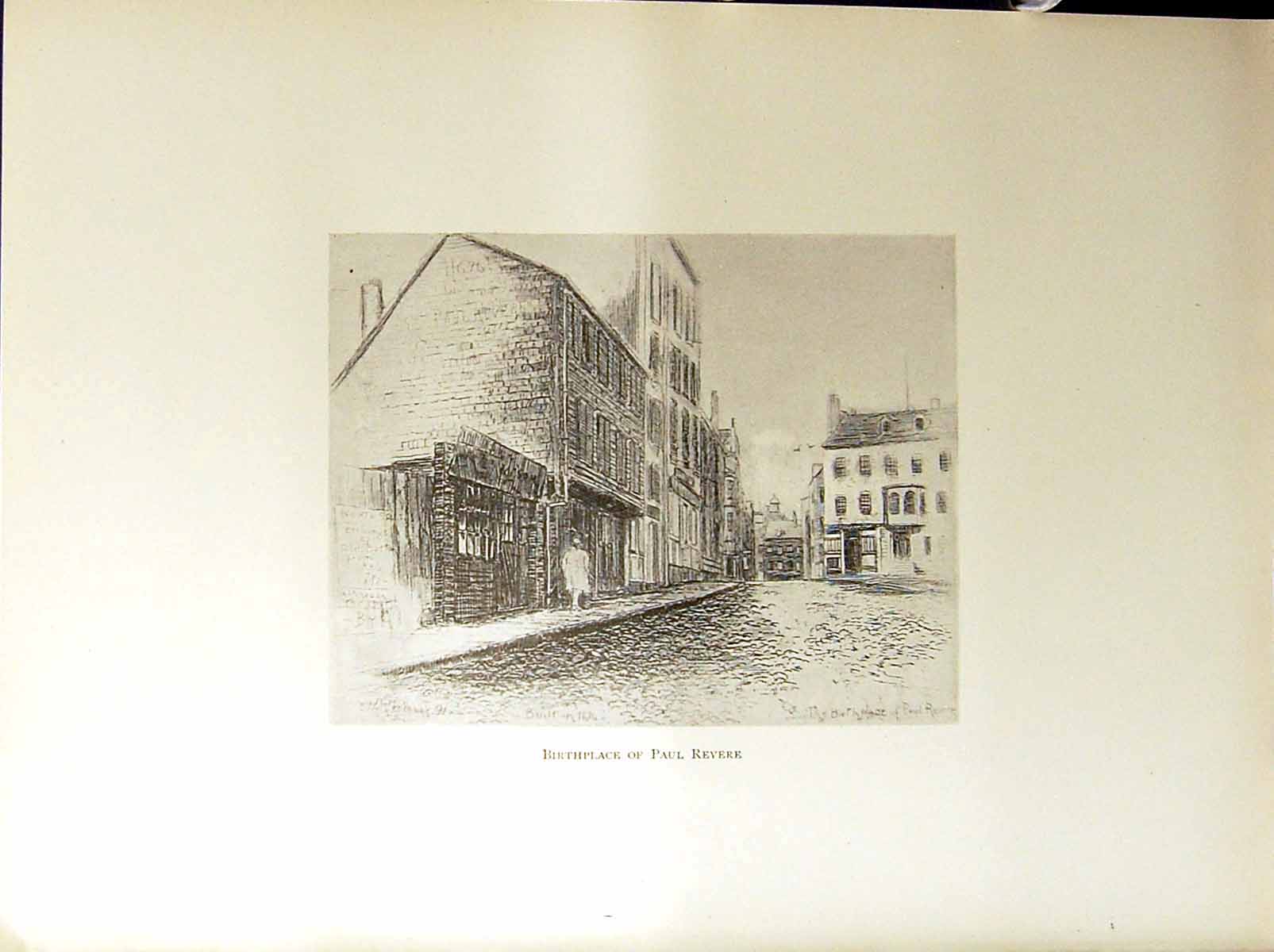 Old Antique Print House Birthplace Paul Revere Boston C1896 Henry Blaney 19th