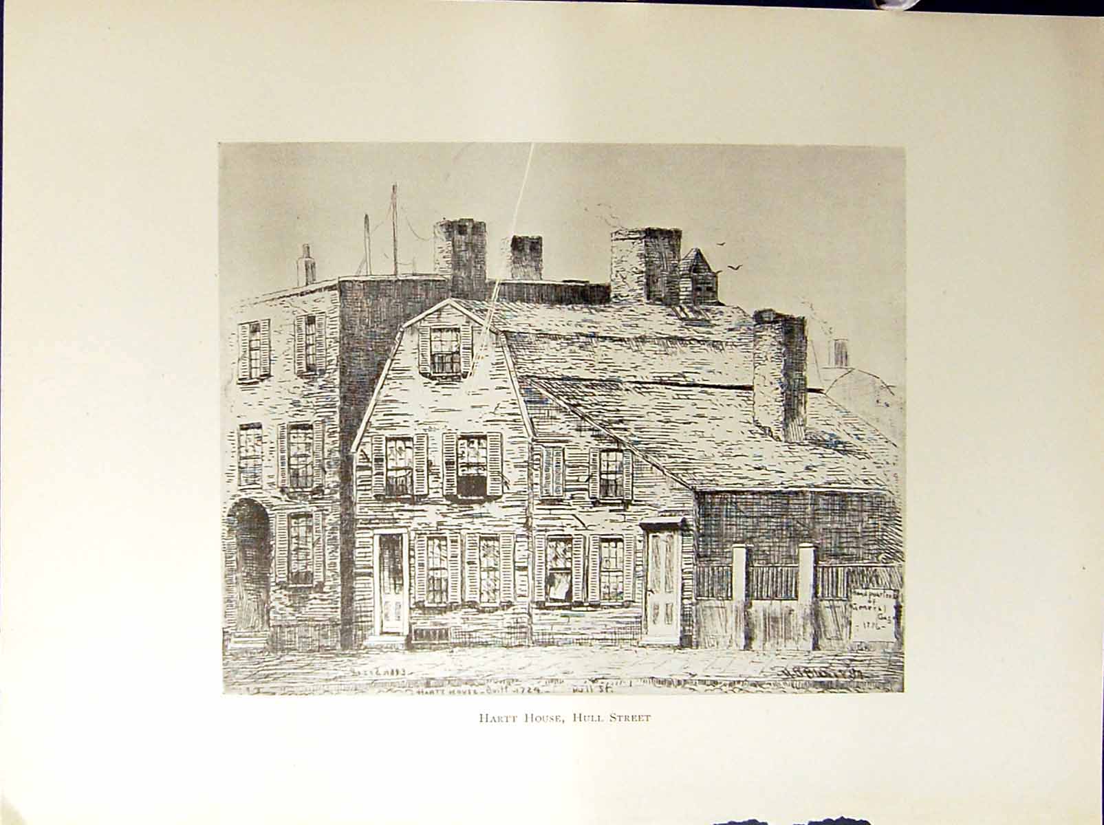 Antique Print Hartt House Hull Street General Gage Boston C1896 Henry Blane