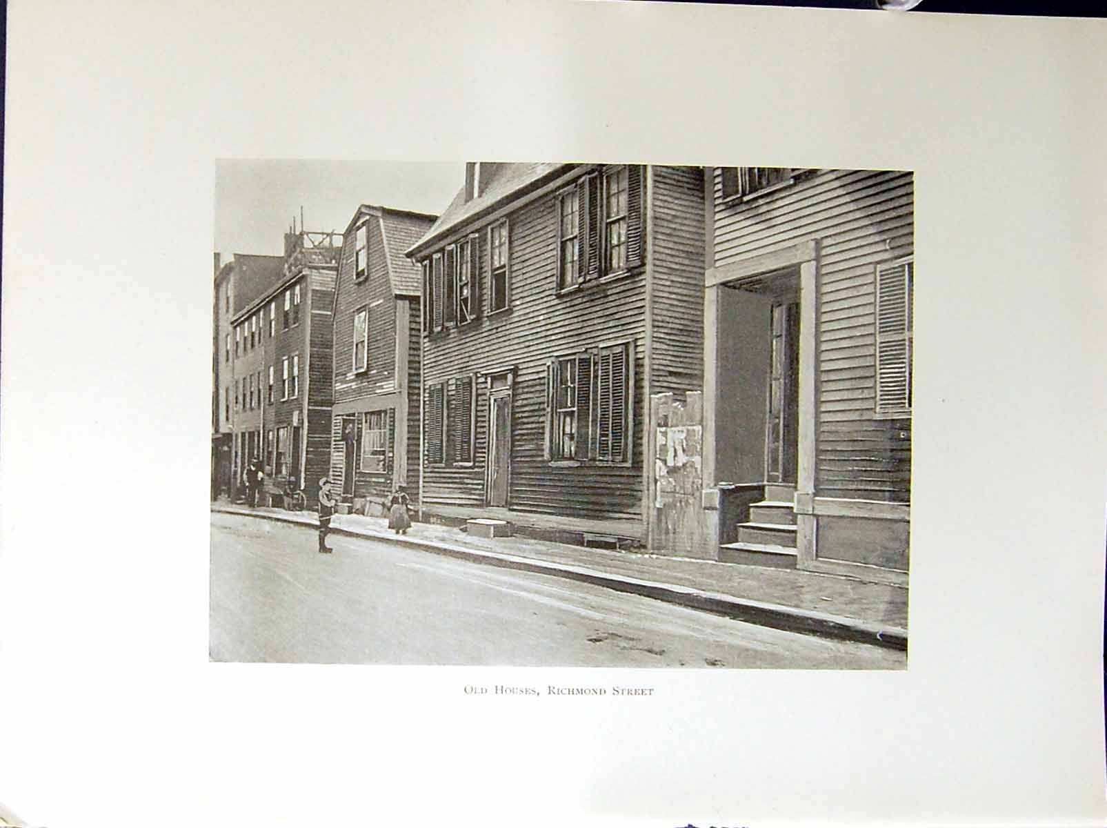 Antique Print Houses Richmond Street Colonial Architecture Boston C1896 Hen