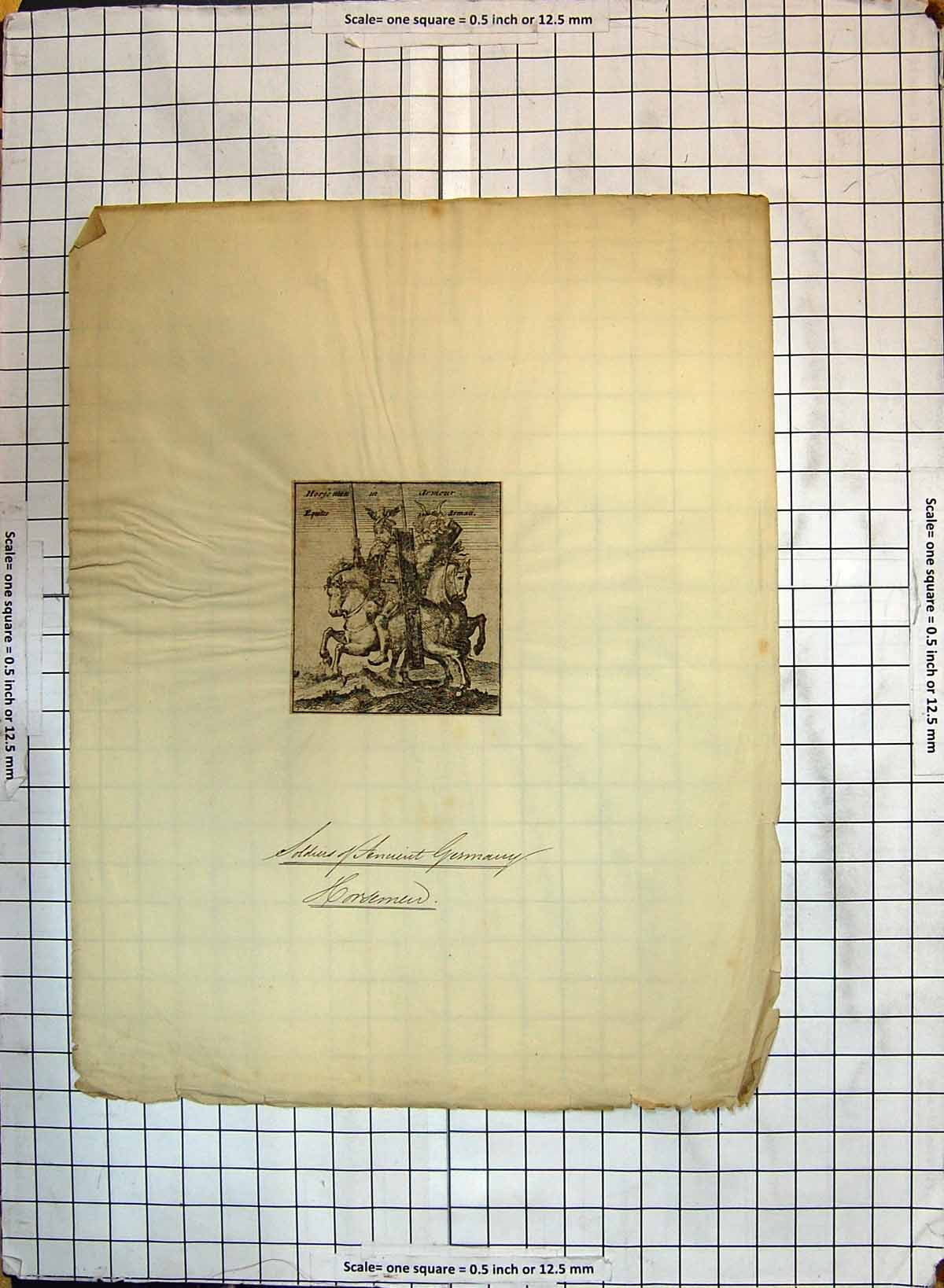 Original Old Antique Print War Siers Horsemen Germany Uniforms