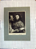 Original Old Antique Print Portrait Rendez Cesar Religion Engraving