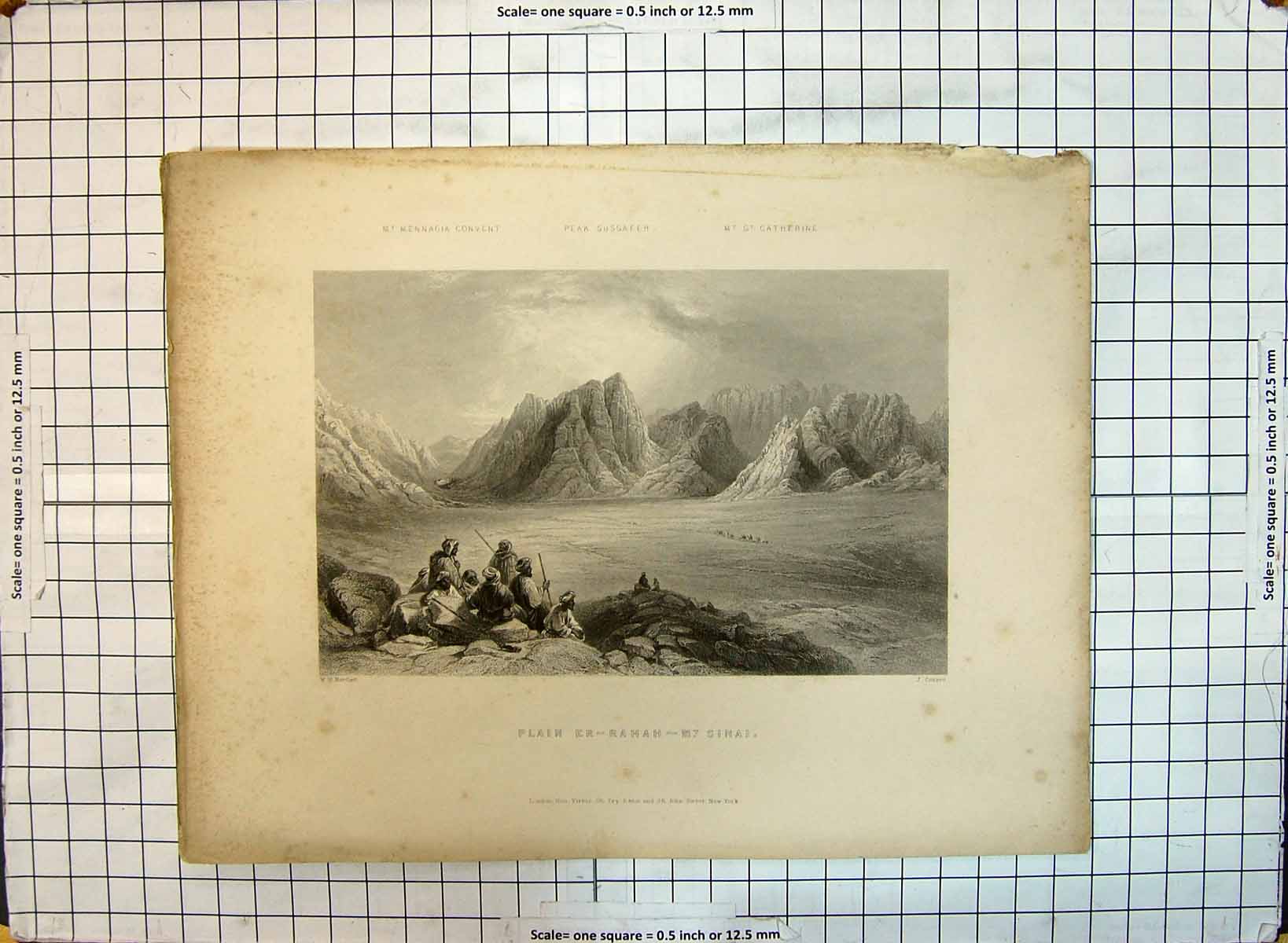 Antique Print View Plain Er-Rahah Sinai Mountains Engraving Bartlett Cousen