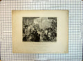 Original Old Antique Print Scene Attack Sabines Engraving Rubens Engraving