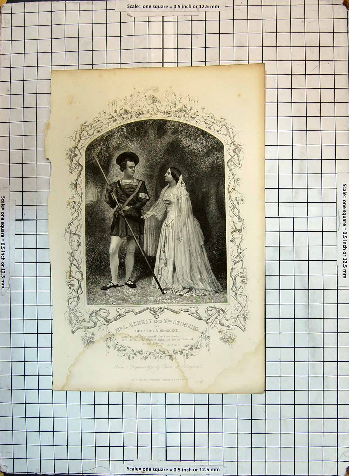 Old Antique Print Portrait Murray Mrs Stirling Orlando Rosalind Theatre