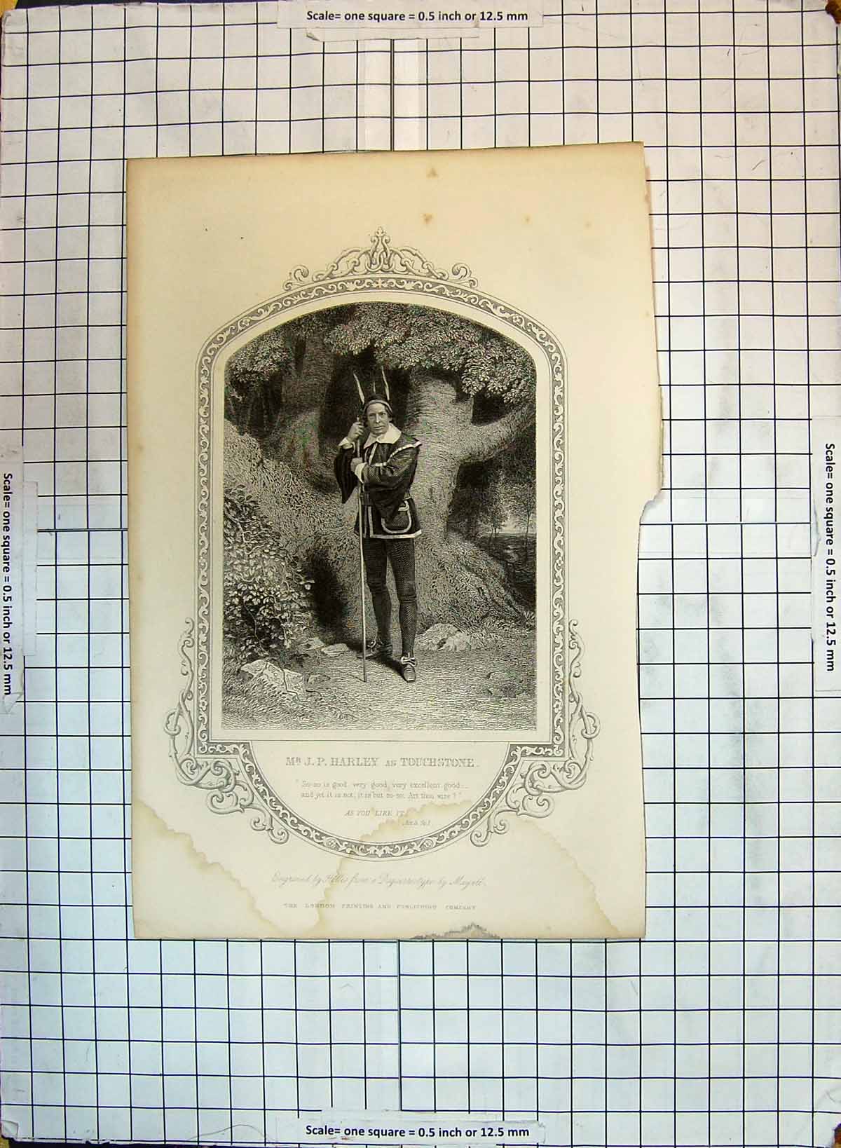 Original Old Antique Print Portrait Harley Touchstone Theatre Actor Ref.2