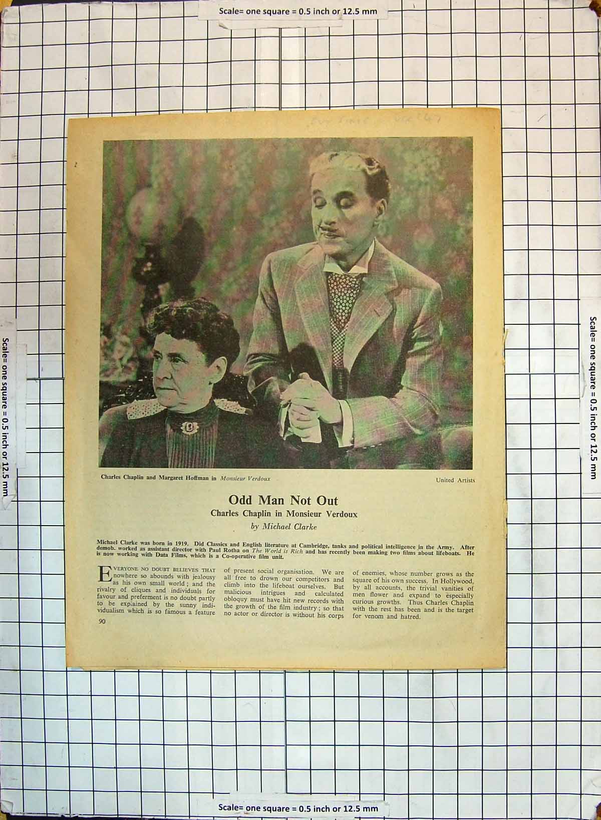 Original Old Antique Print Odd Man Out Theatre Charles Chaplin Margaret Hoffman