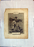 Original Old Antique Print St. Matthew Scene Christ Walking On The Sea Religion