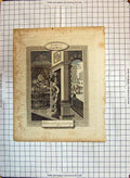 Original Old Antique Print Tobit Tobias Wife Safe House Engraving