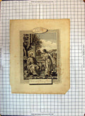 Original Old Antique Print St. John Christ Woman Samaria Religion