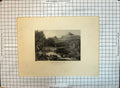 Original Old Antique Print Scene Mountain Temple Lake Aboo Engraving Victorian