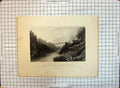 Antique Old Print Grass Rope Bridge Teree Gurwall River Scene Cox Taylor 1824