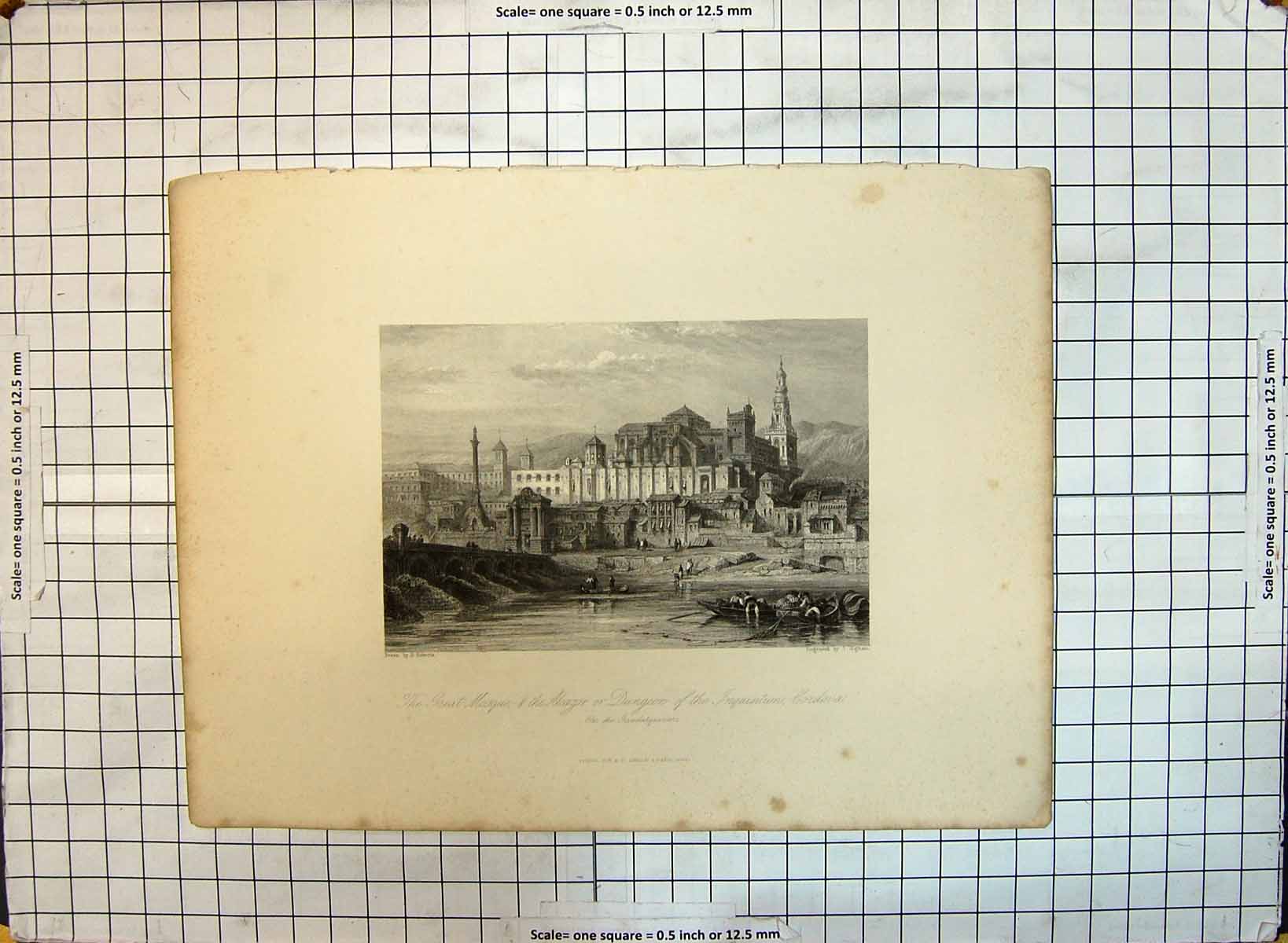 Antique Print Great Mosque Alcazor Dungeon Inquisition Cordova Architecture