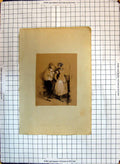 Original Old Antique Print Sketch Man Woman Fashion Dress Dressmaker 20th