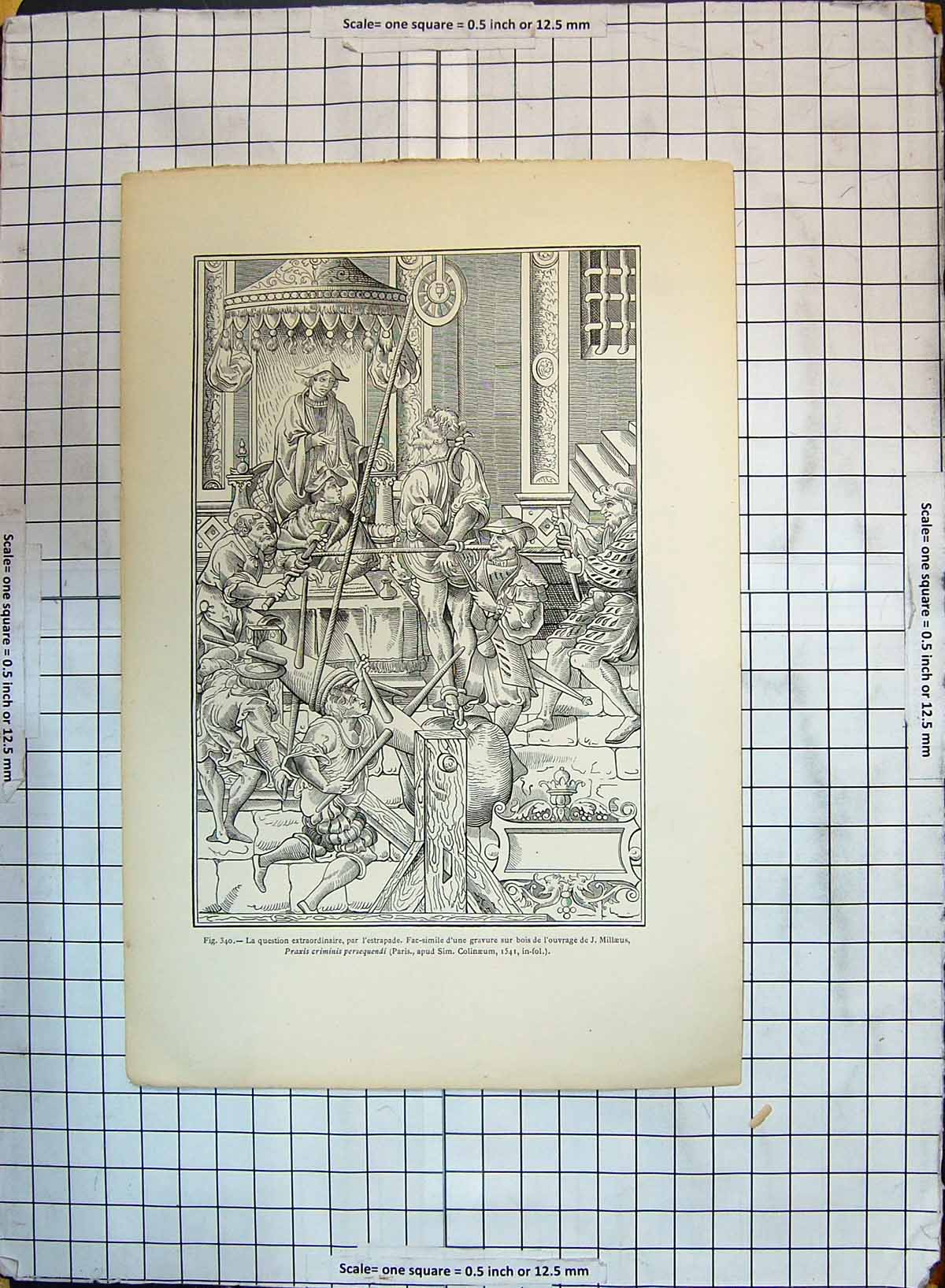 Original Old Antique Print Entertainemnt Gravure Bois L'Ouvrage Millaeus Paris