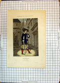 Original Old Antique Print Colour Costumes Paris Veilleur De Nuit Abraham Bosse