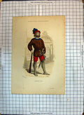 Old Vintage Print Colour Costumes Paris Geolier 1940 Men City Gate Keys 20th