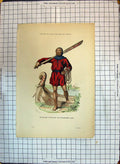 Original Old Antique Print Colour Costumes Paris Boat Man Oar Batelier Parisien