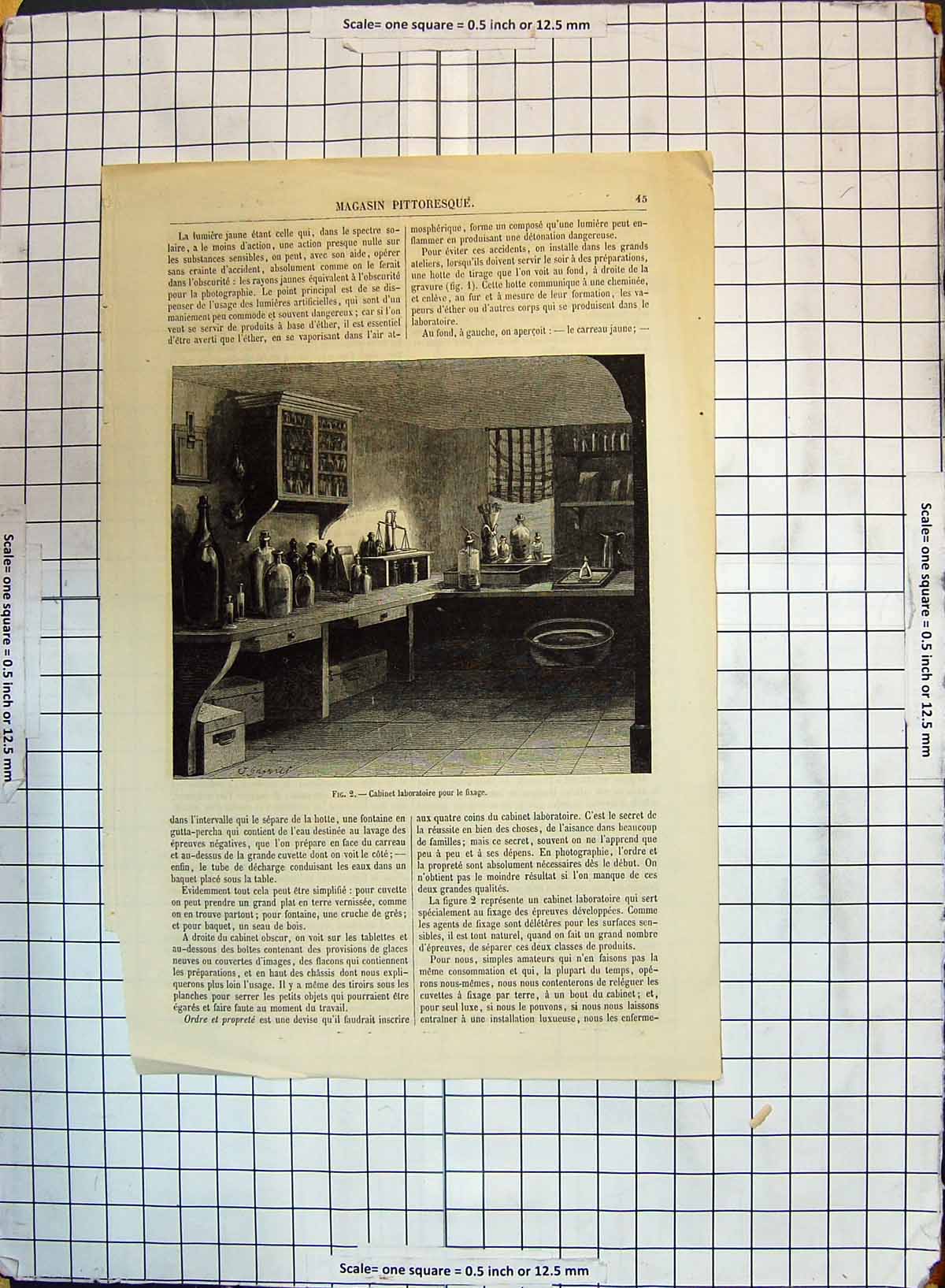 Old Antique Print Cabinet Laboratoire Pour Fixage Laboratory Instruments
