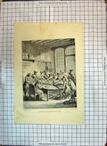 Antique Old Print Grand Bureau Poste Paris Sous Louise Xvi Post Office France