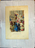 Original Old Antique Print Colour Costumes Paris Fete Des Fous Et Des Diacres