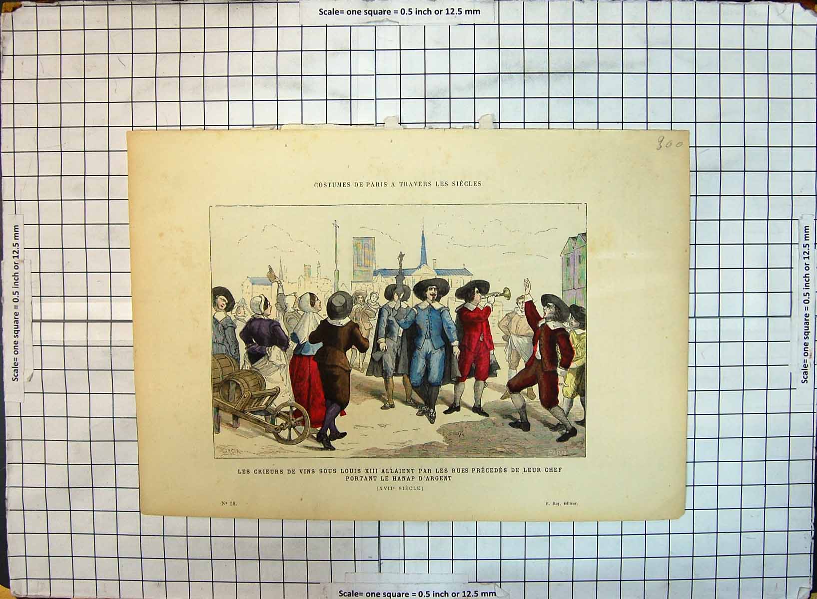 Old Print Costumes Paris Town Criers Crieurs Louis Rues Precedes D'Argent