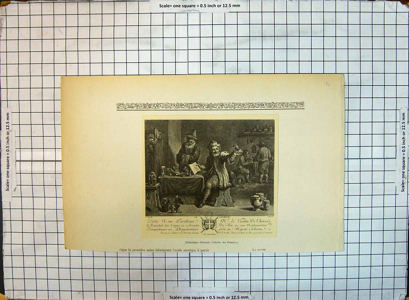 Antique Print Men Table Meeting Bibliotheque Nationale Collection Estampes 19th