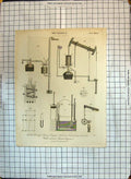 Old Print Mechanics Lavary Steam Engine Newcomens Watts Instruments 1816 19th