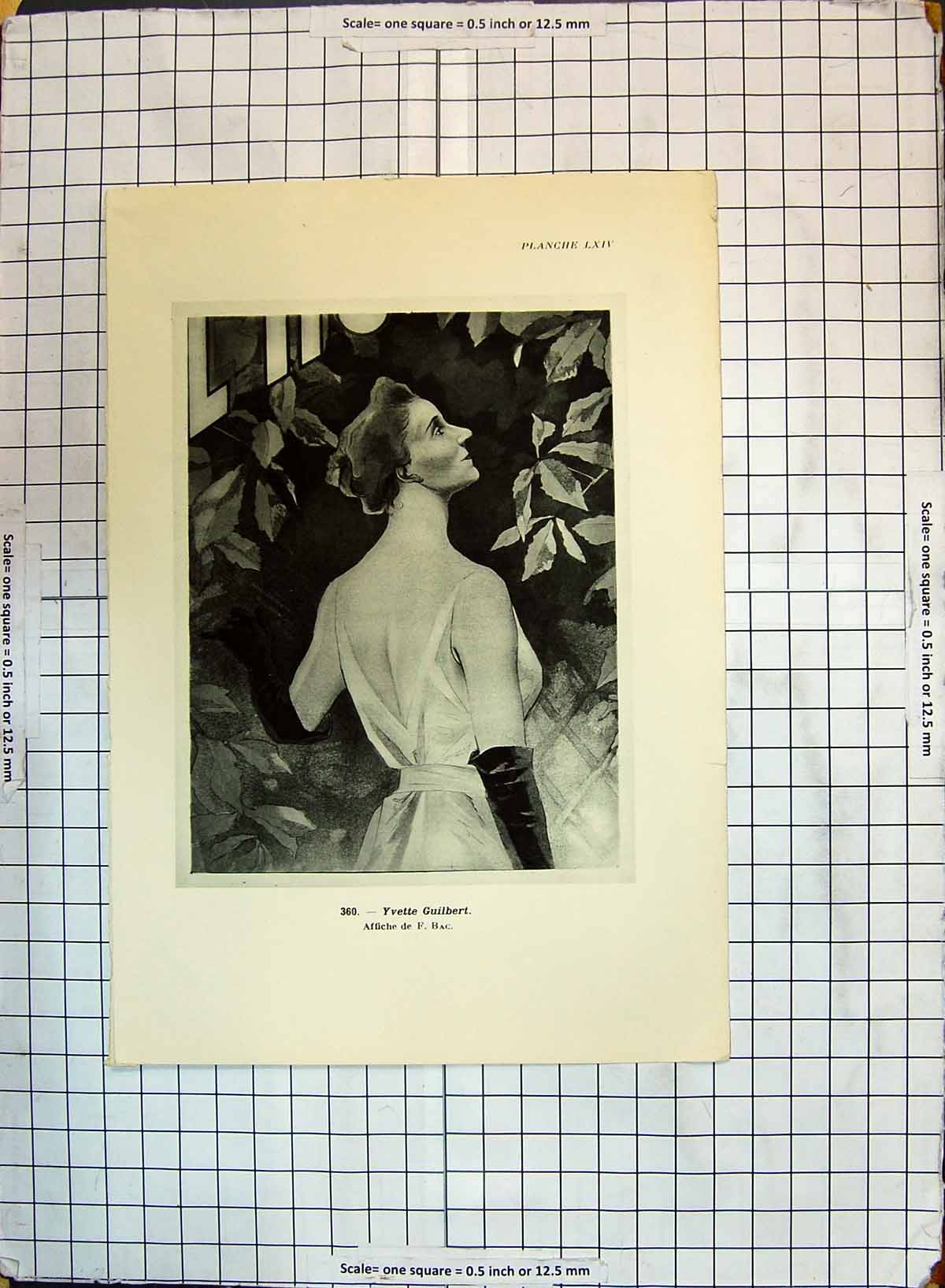 Original Old Antique Print Portrait Yvette Guilbert Beautiful Woman 20th
