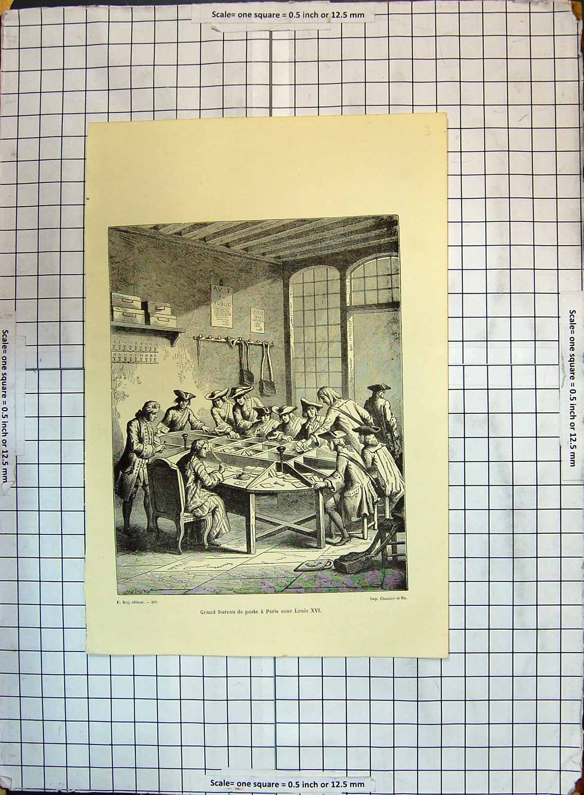 Old Grand Bureau Poste Paris Sous Louis Xvi Post Office Letters Franc 20th