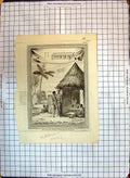 Original Old Antique Print Guiriot Negre Jouant Balaso Natives Camp Africa