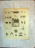 Original Old Antique Print 1818 Turning Machinery Instruments Mechanics 19th