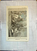 Antique Old Print Musiciens Indiens Ambulans Musicians Indian Men Music Scene